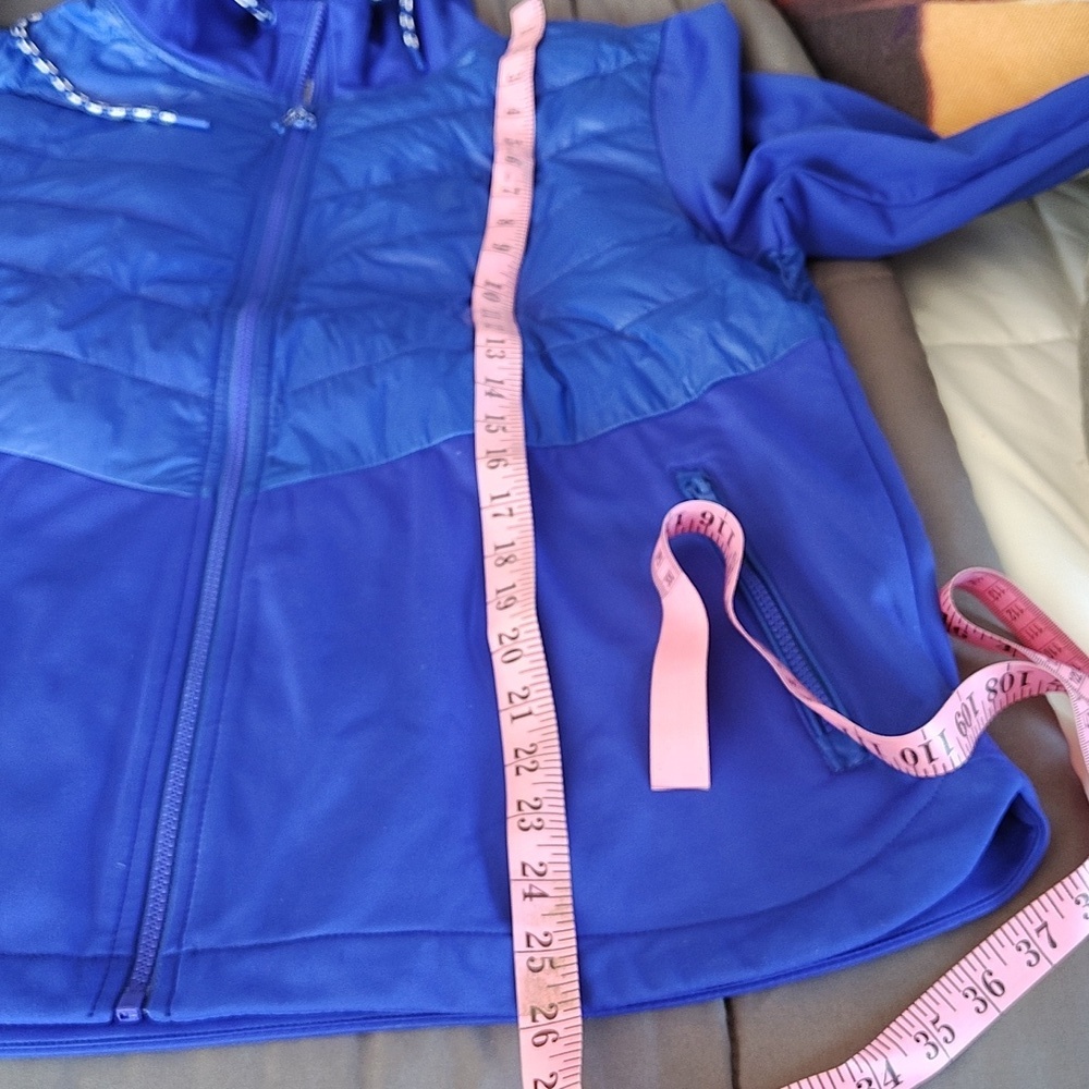 Lou & Grey Chevron Hooded Puffer Jacket Cobalt Blue M - Picture 13 of 13
